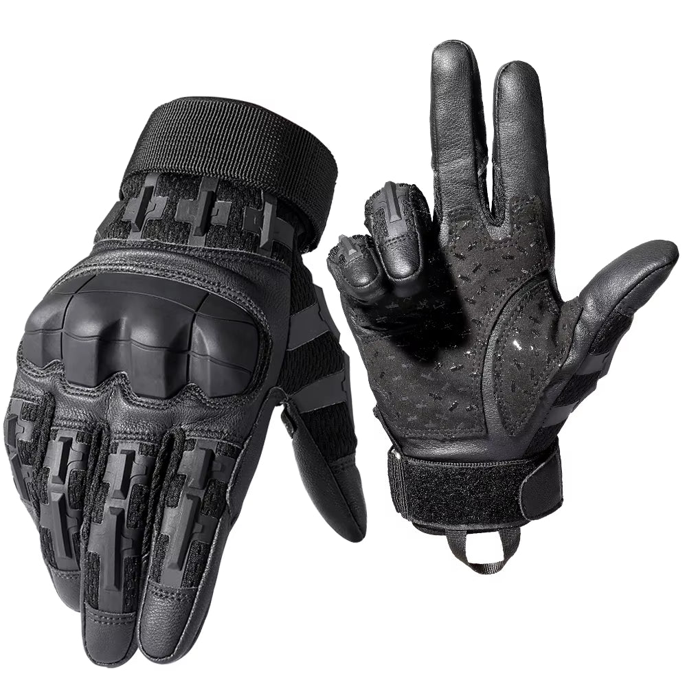Tactical Full Finger Gloves Touchscreen PU Leather Combat Shooting Hunting Airsoft Hiking Work Cycling Anti-Skid Protective Gear