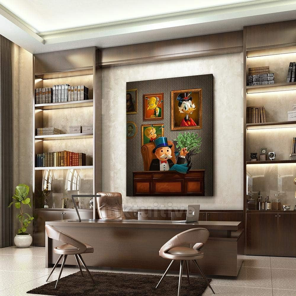 ‘Idols Vs Rivals' Inspirational Large Wall Art | High Resolution Monopoly Money Wall Art Canvas | Premium Framed 24X18 Motivational Living Room Wall Art