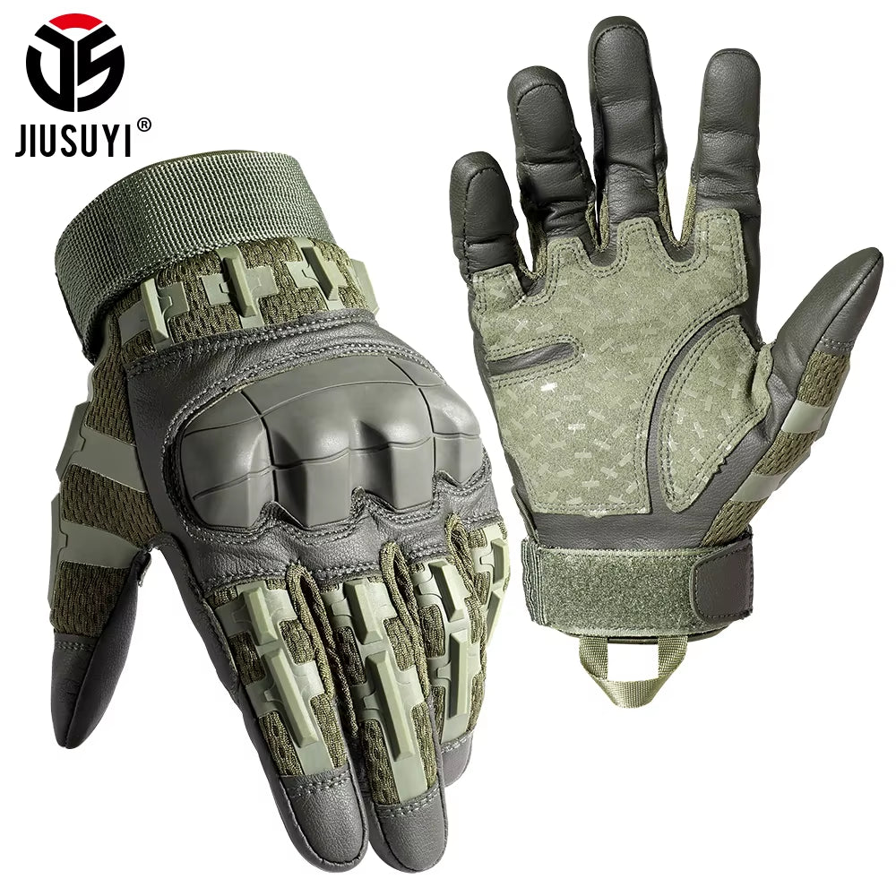 Tactical Full Finger Gloves Touchscreen PU Leather Combat Shooting Hunting Airsoft Hiking Work Cycling Anti-Skid Protective Gear