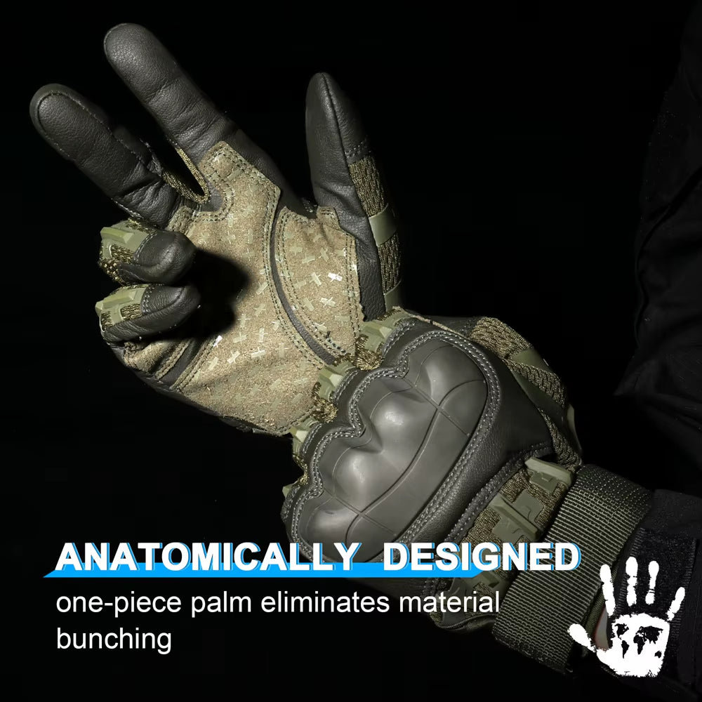 Tactical Full Finger Gloves Touchscreen PU Leather Combat Shooting Hunting Airsoft Hiking Work Cycling Anti-Skid Protective Gear