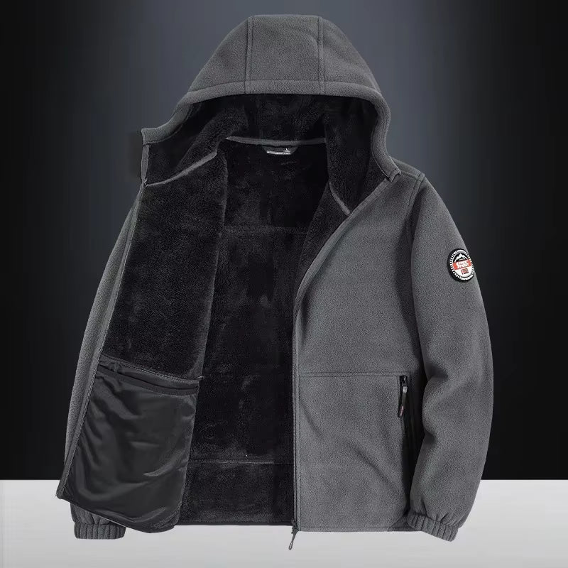 Autumn/Winter Men'S New Fleece-Lined Jacket Inner Lining Fleece-Lined Double Warm Loose Fit Men'S Jacket23