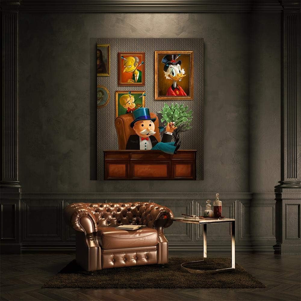 ‘Idols Vs Rivals' Inspirational Large Wall Art | High Resolution Monopoly Money Wall Art Canvas | Premium Framed 24X18 Motivational Living Room Wall Art