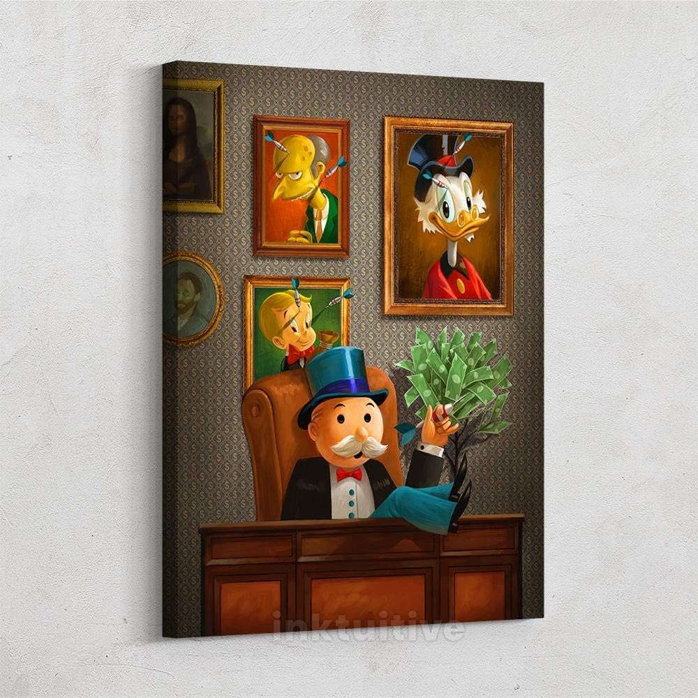 ‘Idols Vs Rivals' Inspirational Large Wall Art | High Resolution Monopoly Money Wall Art Canvas | Premium Framed 24X18 Motivational Living Room Wall Art