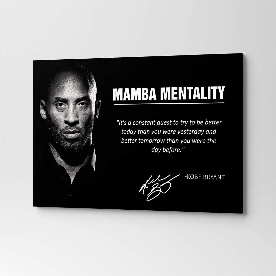 CANVAGIFTS Kobe Bryant with Motivation Quote Wall Art | Mamba Mentality Wall Art 4 | Basketball Wall Art | Sports Wall Art | Kobe Bryant Poster Stretched Popular 24 × 36 Inches