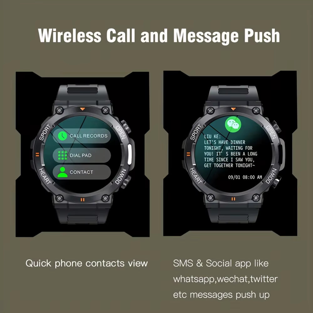 K56Pro Men's Smart Watch with Heart Rate Monitor, Bluetooth Connectivity, 400mAh Long Battery Life, 1.39-Inch HD Display, Ideal for Outdoor Sports