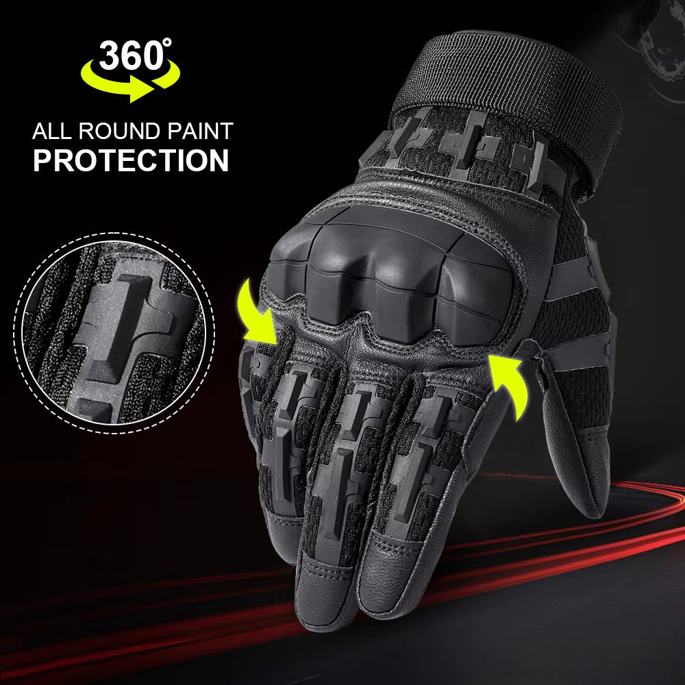 Tactical Full Finger Gloves Touchscreen PU Leather Combat Shooting Hunting Airsoft Hiking Work Cycling Anti-Skid Protective Gear