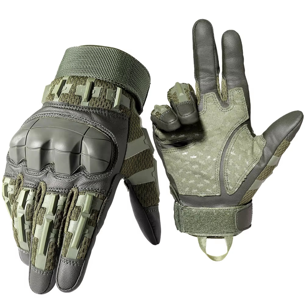 Tactical Full Finger Gloves Touchscreen PU Leather Combat Shooting Hunting Airsoft Hiking Work Cycling Anti-Skid Protective Gear