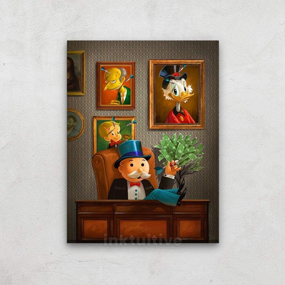 ‘Idols Vs Rivals' Inspirational Large Wall Art | High Resolution Monopoly Money Wall Art Canvas | Premium Framed 24X18 Motivational Living Room Wall Art