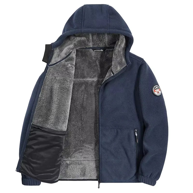 Autumn/Winter Men'S New Fleece-Lined Jacket Inner Lining Fleece-Lined Double Warm Loose Fit Men'S Jacket23