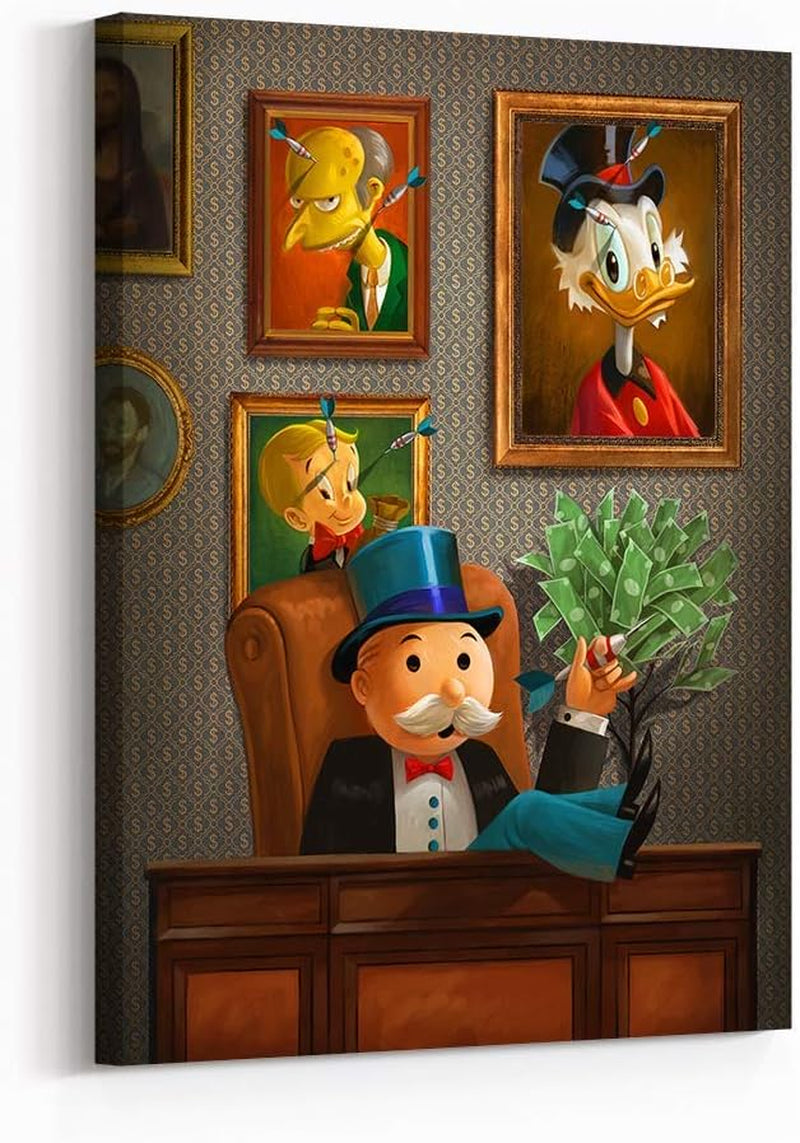 ‘Idols Vs Rivals' Inspirational Large Wall Art | High Resolution Monopoly Money Wall Art Canvas | Premium Framed 24X18 Motivational Living Room Wall Art