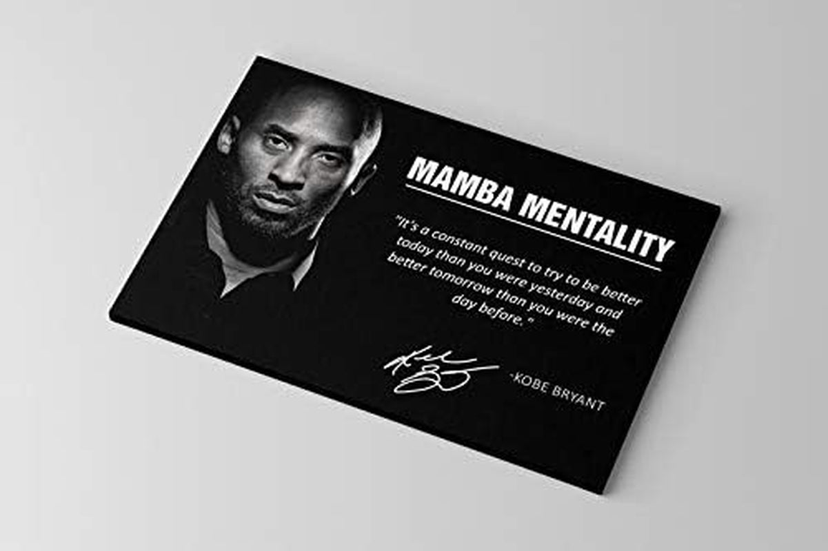 CANVAGIFTS Kobe Bryant with Motivation Quote Wall Art | Mamba Mentality Wall Art 4 | Basketball Wall Art | Sports Wall Art | Kobe Bryant Poster Stretched Popular 24 × 36 Inches