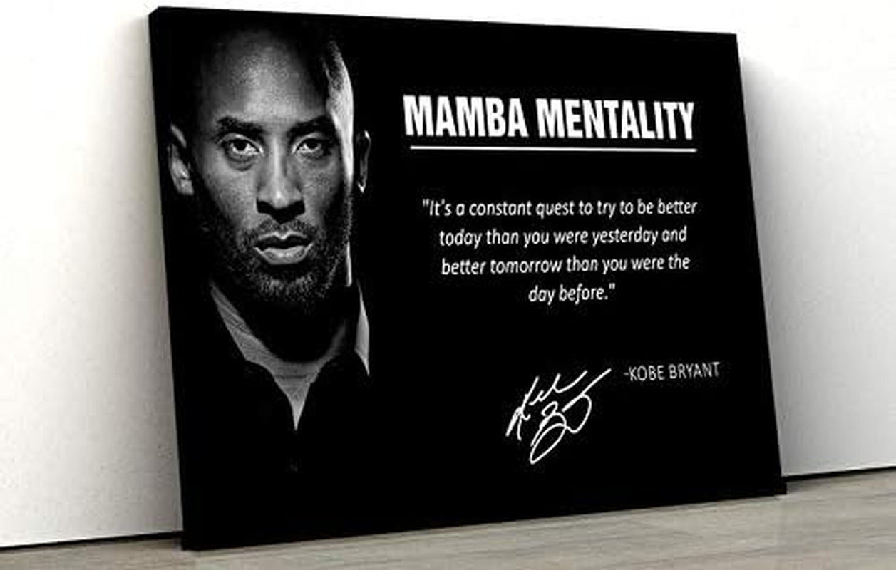 CANVAGIFTS Kobe Bryant with Motivation Quote Wall Art | Mamba Mentality Wall Art 4 | Basketball Wall Art | Sports Wall Art | Kobe Bryant Poster Stretched Popular 24 × 36 Inches
